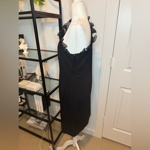 NWT Maggy London Womens Mini Ruffled Cocktail And Party Dress Black Size 14 - Picture 7 of 9